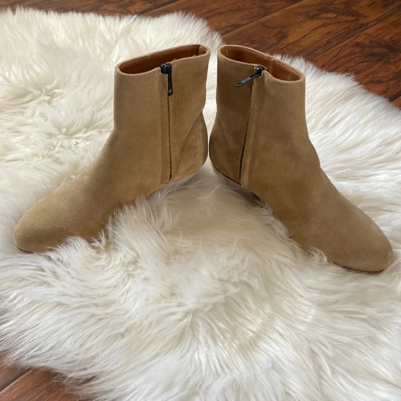 WOMAN by COMMON PROJECTS Tan Leather Booties Sz.35 Made in Italy EUC - Picture 1 of 9